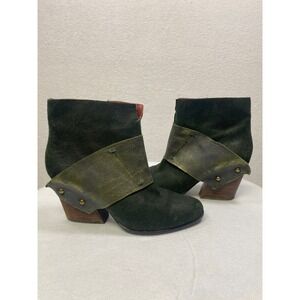 Everybody by S. Oliver Women's Green Suede‎ Foldover Ankle Boots Heel Size 38.5
